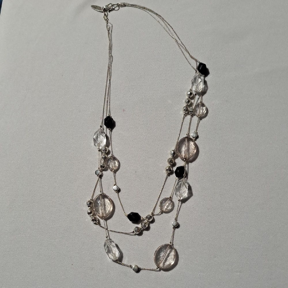 Elegant Silver and Black Beaded Necklace
